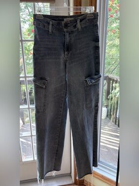 OAT New York Denim Utility Cargo Jeans Raw Hem size 26
